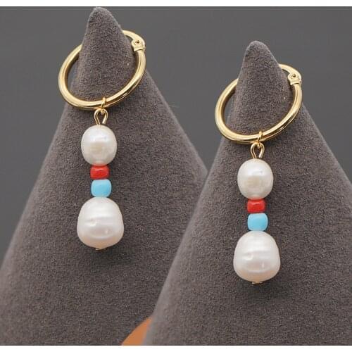 Go2boho Handmade Drop Earring 2021 Fashion Women Party Jewelry Freshwater Pearl Earrings Metal Circle