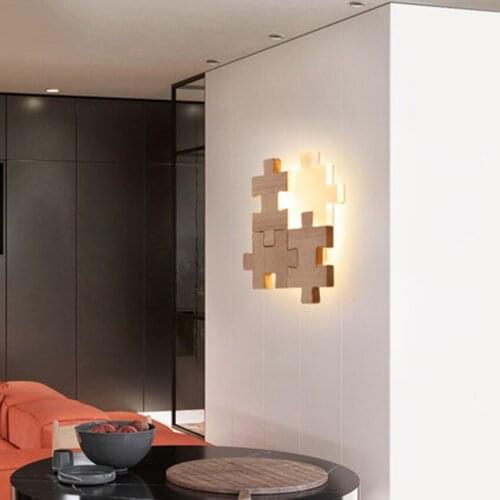 Modern LED Acrylic Wall Lights Lighting Solid Wood Creative Splice Bathroom Luminaires Living Room Aisle Lamp Bedroom Wall Lamp