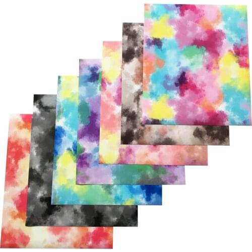 SUNICE Rainbow HTV 7 Sheets Bundle Tie Dye Iron On Vinyl for T-Shirt Fabric Reflective Clouds Watercolor HTV DIY 25cmX30cm