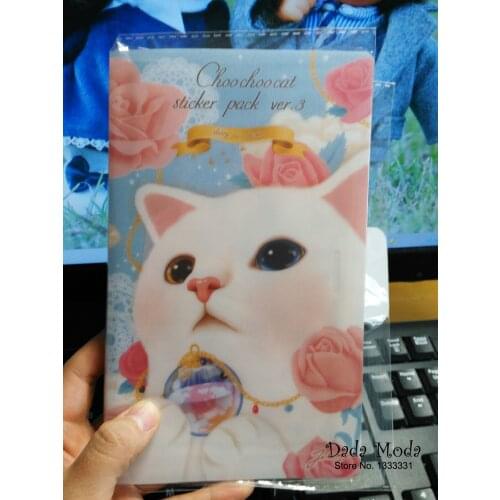 Super Cute Korean Pet Pink cat Children Student diary Stickers books book decoration diary deco Sticker 8pcs inside