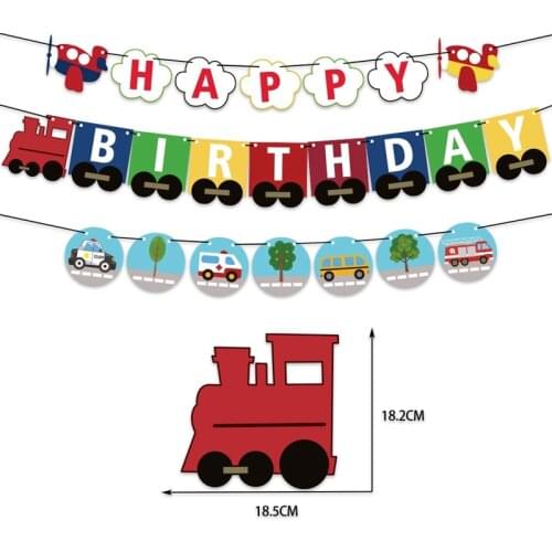 Transportation Theme Paper Banner Airplane Train Police Ambulance Cars Pattern Letter Birthday Party Decoration Flag Supplies
