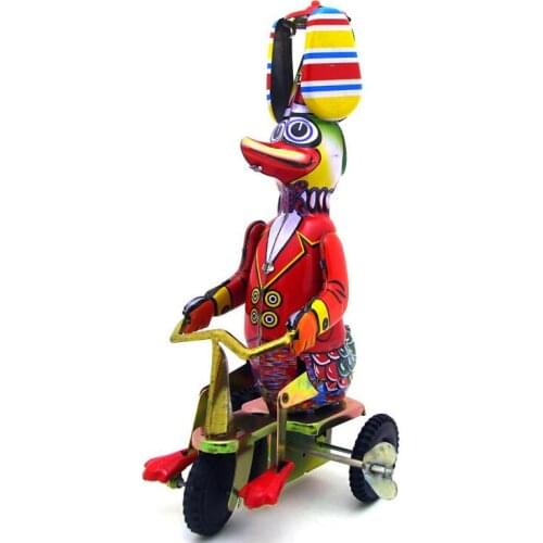 Vintage Clockwork Wind Up Duck on bick toys Photography Children Kids Adult Duck Tin Toys Classic Toy Christmas Gift