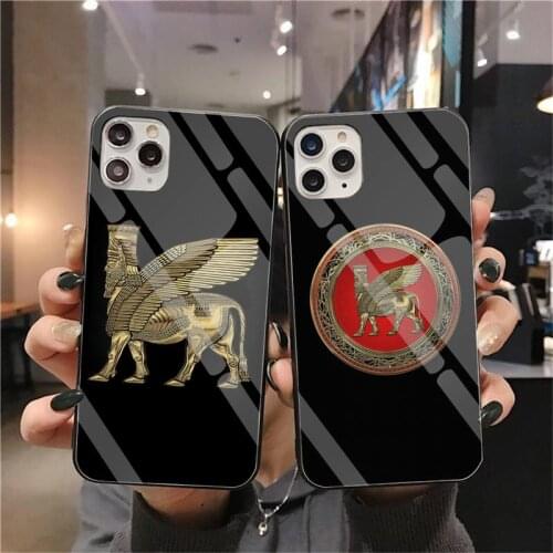 Lamassu Assyrian Winged Lion Bull Phone Case Tempered Glass For iPhone 12 Pro Max Mini 11 Pro XR XS MAX 8 X 7 6S 6 Plus SE 2020