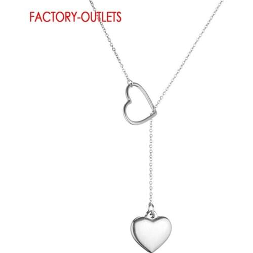 Genuine 925 Sterling Silver Brilliant Heart Pattern Pendant Necklace For Women Girl Gift Silver Women Collar New Fashion