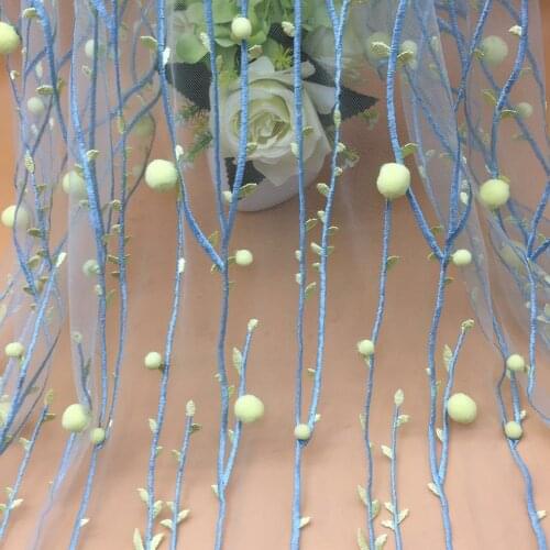 Mesh lace fabric hair ball stereo flower embroidery fabric spring and summer womens dress