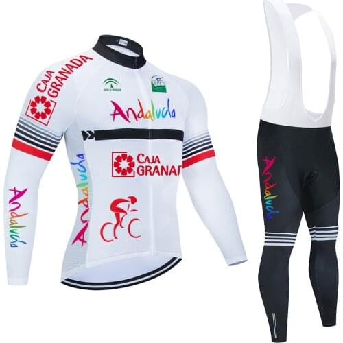 2021 Andalucia TEAM Long Sleeve Cycling Jersey Spring Autumn Bike Pants Set Mens Ropa Ciclismo 20D Pad Bicycling Maillot Culotte