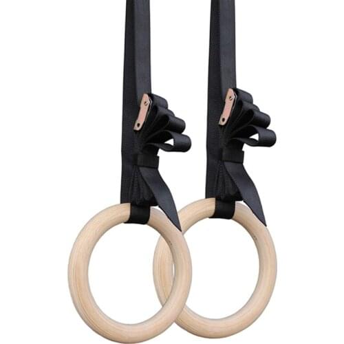 28mm New Wooden Exercise Fitness Gymnastic Rings with Slings Gym Exercise Pull Ups Muscle Ups Stabilizing Muscles