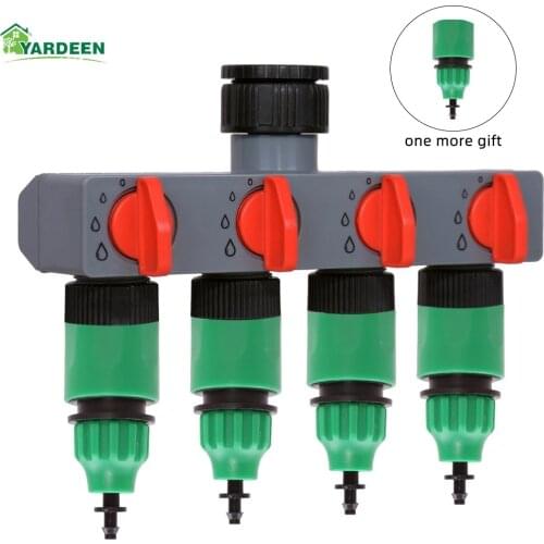 4 Way Distributor 3/4'' and 1'' ABS Plastic Garden Hose Pipe Splitter Water Connector with Garden Accessories Quick Adapter