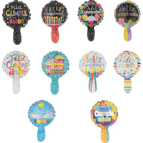 50pcs 6inch Round Shape Feliz Cumpleanos Spanish Happy Birthday Party Decor Mylar Foil Helium Balloons Globos Baloes Air Balls