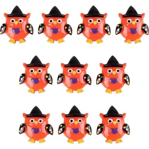 50pcs Owl with Hat for Halloween Party Resin Scrapbooking Hair Bow Clip Center Crafts Embellishment Charms Cabachons