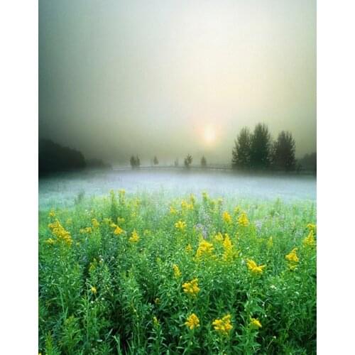 5x7ft Yellow Flowers Grass Tree Photography Backdrops Photo Props Studio Background