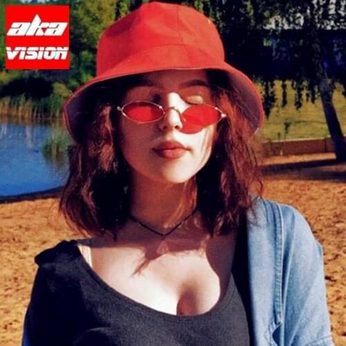AKA VISION Small Retro Sunglasses Women 2021 Vintage Oval Eyewear Women/Men Metal Men Glasses Small Frame Female Gafas De Sol