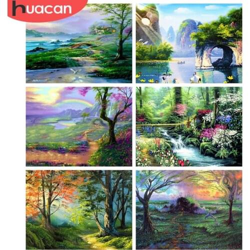 HUACAN 5d Diamond Painting Nature Mosaic Landscape Handicraft DIY Diamond Embroidery Forest Tree Home Decor Handmade Gift