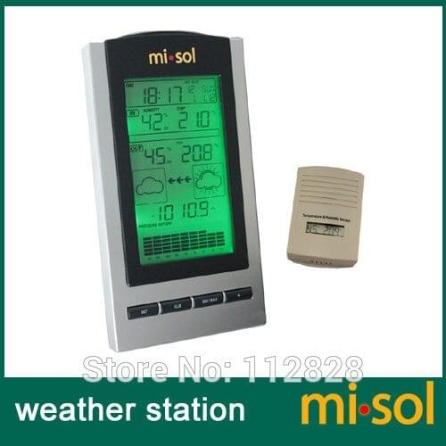 Free Shipping 1 UNIT of wireless Weather Station with Outdoor Temperature and humidity sensor LCD display, Barometer