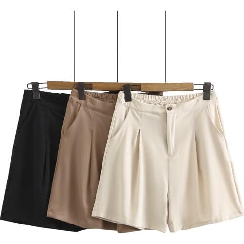 Large Size Womens Thin Casual Shorts 2021 Summer Show Thin Solid Leg High Waist Plus Size Shorts Trousers for Women Femme