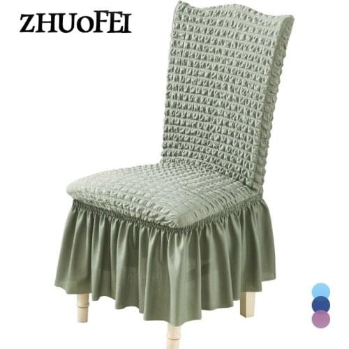 With Hemline Elastic Chair Cover Dining Solid Color Stretch Chair Covers For Dining Room/Wedding Party Banquet 1/2/4 Piece