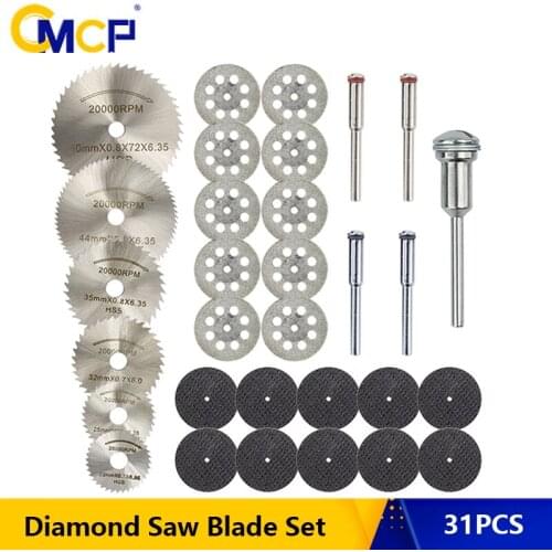 CMCP 31pcs Abrasive Cutting Disc with Mandrels Grinding Wheels Metal Cutting Saw Blade for Dremel Rotary Accesories