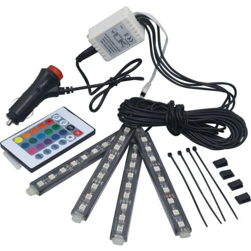 12V Car-styling Interior Atmosphere Light Strip LED Decorative Light Colorful Cars Charge Daytime Running Lamp Remote Control