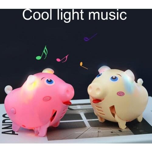 Kids Electric Walking Singing Musical Light Pig Sound Control Induction Toy