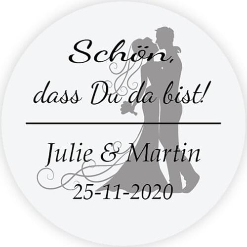 DouxArt 100 Pieces Custom Personalized, Wedding Stickers - Schon dass du da bist, 40mm Colorful Wedding Party Invite Labels P080
