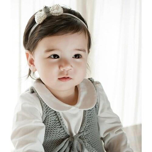 Fasihon Baby Girl Headwear Pearl Bows Headband Elastic for Hair Bands Cute Crown Princess Hair Accessories Ornaments Headdress