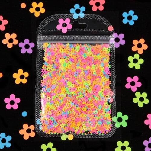 Fluorescence Flower Shape Sequins 4MM Neon Nails Glitter Flakes 3D Mix Color Nail Art Accessory Manicure Design Decorations