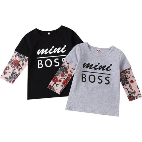 New Spring and autumn kids baby toddler girl winter t-shirt clothes stitching round neck Long sleeve boys tops