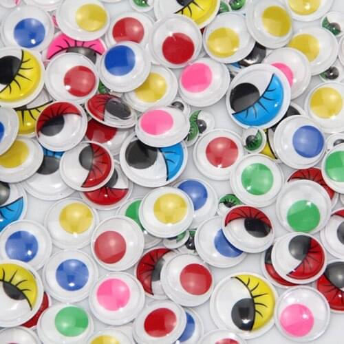 100pcs Eyes For Toys Doll Accessories Multicolor Self-adhesive Plastic Safety Doll 8mm 12mm 15mm Eyeball DIY Funny Toy Eyes