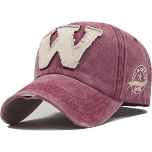 Cotton Baseball Cap Embroidery Letter W Snapback Hat Summer Retro Hip Hop Fitted Caps For Men Women Casual Casquette gorra bone