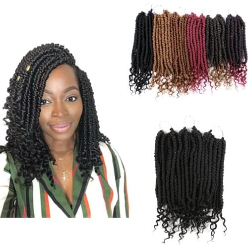 Hywamply 12" Pre-twisted 2X Spring Twist With Curly Ends Crochet Braids Synthetic Braiding Hair Extension Bomb Twist