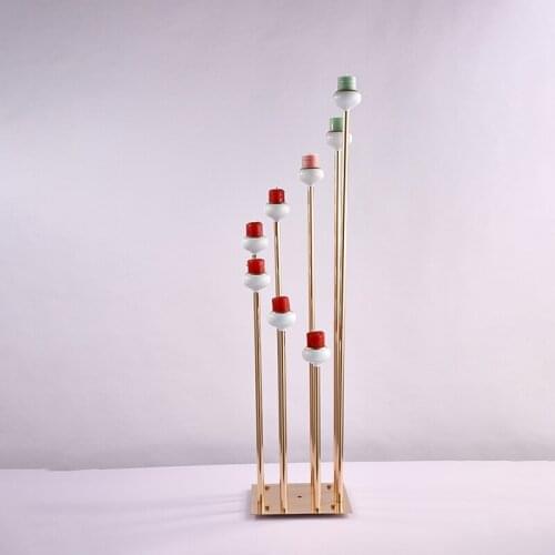 IMUWEN Metal Candle Holder Candlestick Flower Vase Wedding Table Centerpiece Candelabra Pillar Stand Road Lead Party Decor