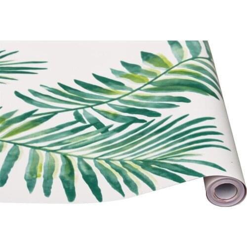 Peel and Stick Wallpaper Removable Green White Contact Paper Tropical Palm Vinyl Self Adhesive Decorative Wall Sticker