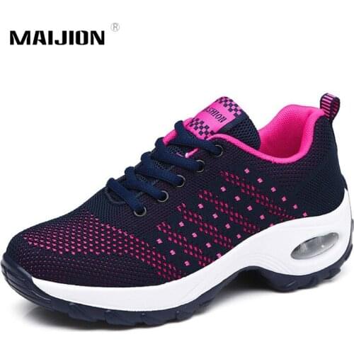 Women Sneakers Breathable Casual Running Shoes Lady Air Cushion Damping Outdoor Sports Non Slip Walking Jogging Trainers Black