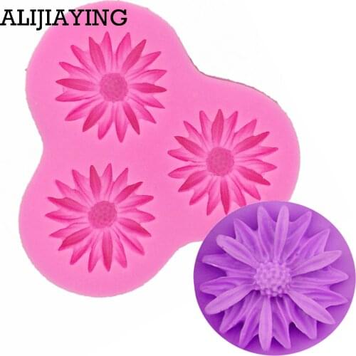 M0129 DIY Lotus chrysanthemum Flowers wedding cake decorating tools DIY baking fondant silicone mold soap mould