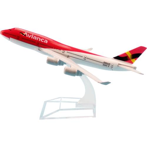 NEW Alloy Metal Air Avianca B747 Airlines Airplane Model Avianca Boeing 747 Airways Plane Model Stand Aircraft Kids Gifts 16cm