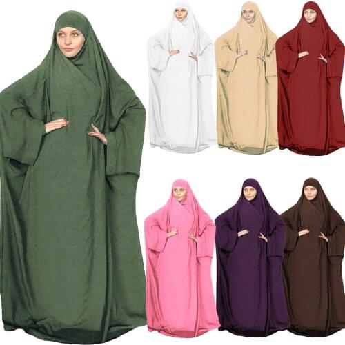 Muslim Prayer Garment Dress Women Hijab Hooded Abaya Khimar Jilbab Ramadan Robe Kaftan Islamic Clothing Full Cover Gown Djellaba