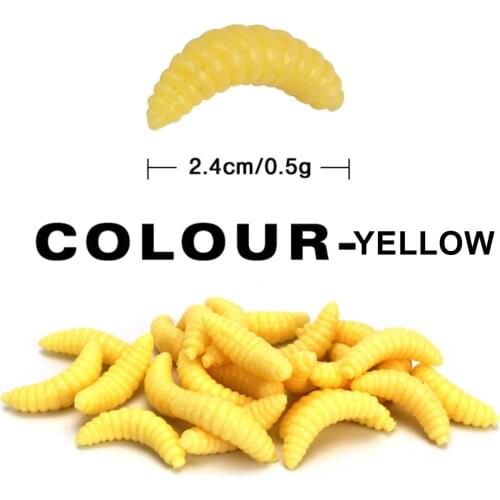 50PCS Soft Fishing Lure worm Glow In The Dark Maggot Grub Shrimps Bionic Bait 2cm 0.4g