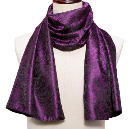 New Fashion Men Scarf Purple Jacquard Paisley 100% Silk Scarf Autumn Winter Casual Business Suit Shirt Scarf 160*50cm Barry.Wang