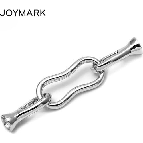 White Rhodium Plated Sterling Silver Connector Link Charm Spring Clasp With End Cap For Pearl Jewelry Necklace Bracelet SC-CZ041