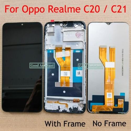 Original Black 6.5 ” For Oppo Realme C20 2021 RMX3061 LCD DIsplay Touch Screen Digitizer Assembly Frame For Realme C21 RMX3201