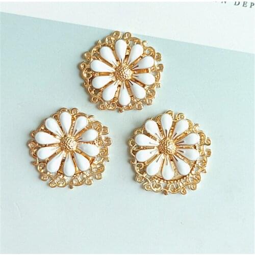 2019 New 10Pcs Fashion Charms Enamels Zinc Alloy Drip Oil Multi-Petal Flower Pendant DIY Earring Hair Brooch Jewelry Accessories