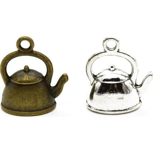 10pcs Tea kettle Charms Teapot Kettle Charms Cute Kettle Shaped Charms Zinc Alloy Pendant for Jewelry Accessory Charm Pendants