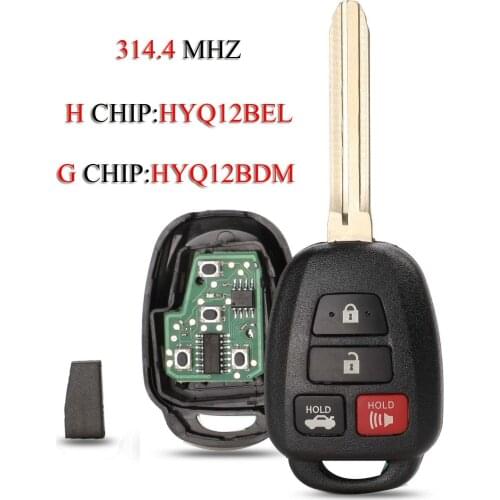 Kutery 10PCS/Lot Remote Car Key For Toyota Camry Corolla 2012-2017 4Buttons 314.4Mhz G/H Chip HYQ12BDM/HYQ12BEL