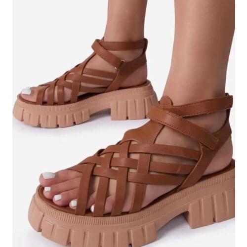 2021 Brand Design Summer Women Sandals Fashion Hollow Thick-soled Peep Toe Ladies Shoes Rome Retro Comfort Beach Women Sandals