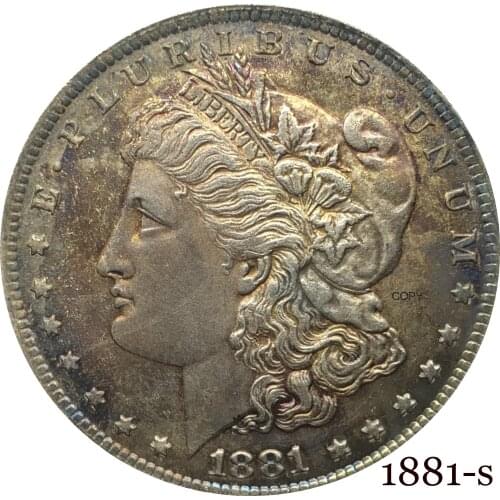 United States Of America 1881 S Morgan One Dollar US Coin Liberty Cupronickel Silver Plated In God We Trust Copy Coin