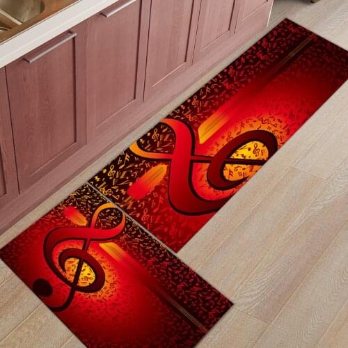 Modern Anti-slip Kitchen Mat Music Red Musical Notes Home Entrance Doormat Balcony Living Room Carpet