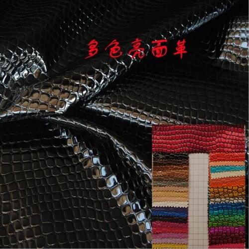 Stone grain Pu bright leather fabric bag belt decoration crocodile foam leather bag DIY material