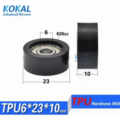 [TPU0623-10] Low noise 6*23*10mm polyurethane PU 626 ball bearing TPU rubber soft window door roller wheels pulley 0623KK