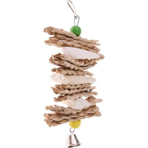 Grass Pet Cage Hanging Toy Chew Toy Bird Parrot Hamster Rabbit with A Bell