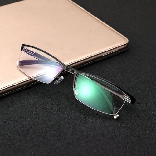 High-end Business Reading Glasses Stainless Steel Half Rimless Eyeglasses Frame Optical Prescription Eyewear